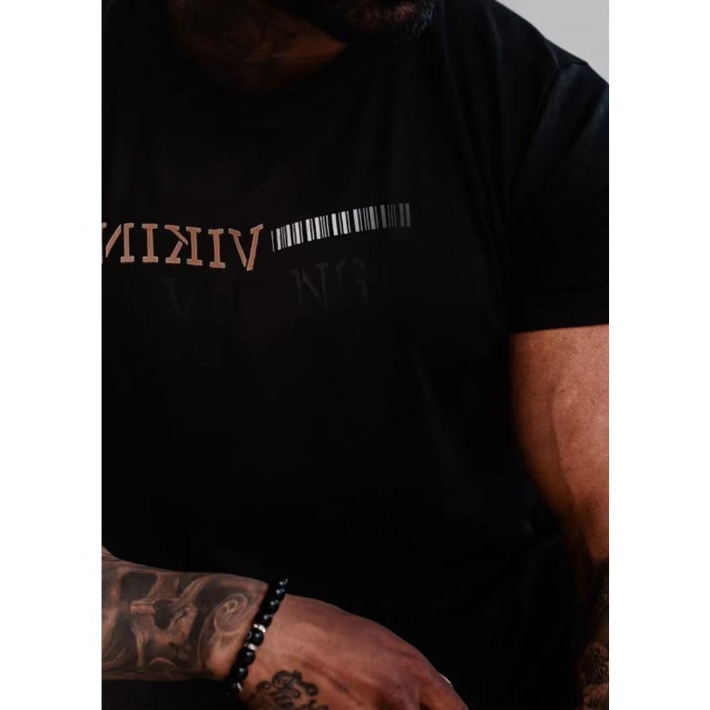 2024 English Letter Printing 100% High Quality Cotton Round Neck Casual Training New Men's Fitness and Fitness T-shirt
