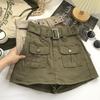 Summer Safari Style Women Denim Pantskirt High-waist Short Slim A-line Jean Skirts Lady Anti-expose Lining Wide-leg Shorts