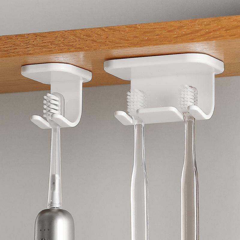 Suport detașabil autoadeziv pentru periuță de dinți, pentru blat de baie, montat pe perete, cârlig de depozitare din plastic pentru periuță de dinți electrică