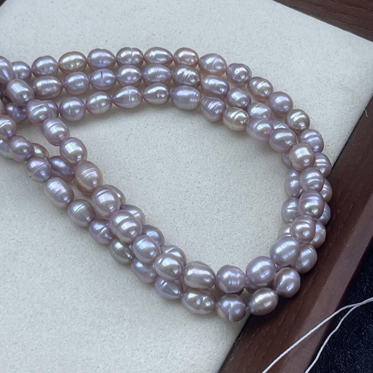 

Фиолетовый жемчуг в форме риса 5-6 мм для изготовления ювелирных изделий, DIY ожерелье, браслет, серьги, аксессуар 6-7mm фиолетовый