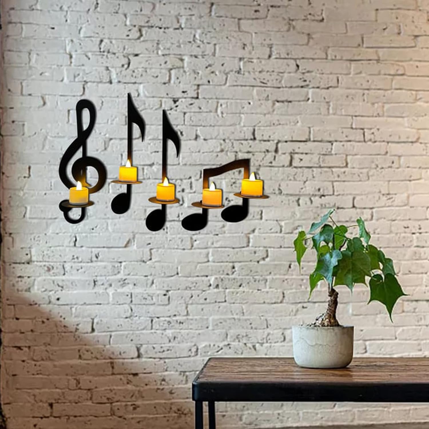 

Fofetbfo Черный металлический настенный бра подсвечник Набор из 4 Музыкальный символ Настенный бра Подсвечники Настенный подсвечник Подсвечники для