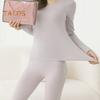 2 Teile/satz Winter Damen Thermo-Unterwäsche Set O-Ausschnitt Nahtlose Langarm Warm Slim Fit Hochelastisches Kaltwetter-Pyjama-Set Homewear