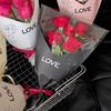 10 Pieces Transparent Flower Packaging Bags Romantic Colorful Hug Bucket Bouquet LOVE Theme Waterproof Rose Gift Bags