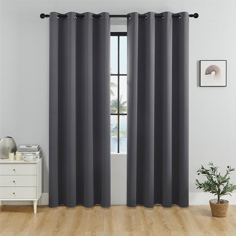 High Density Fabric 100% Blackout Curtains Thermal Insulated Sunproof Drapes with Grommet Top Bedroom Living Room Decor
