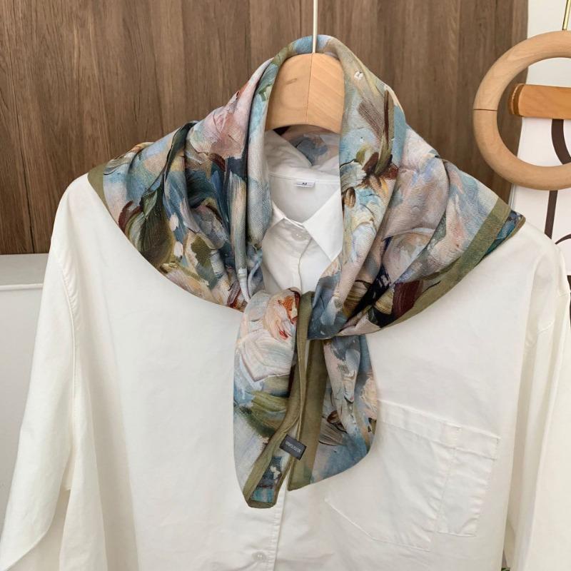 Square scarf new neck scarf scarf small shawl travel bag headscarf versatile cashew flower silk scarf