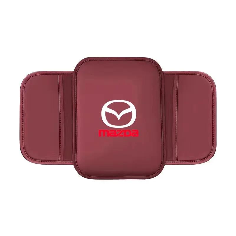 2025 Heißer Mittelkonsolen-Armlehnen-Schutz Leder Auto-Armlehnenbox-Polster Aufbewahrungstasche für Mazda 3 6 Axela Atenza CX-5 MX5 Auto AC
