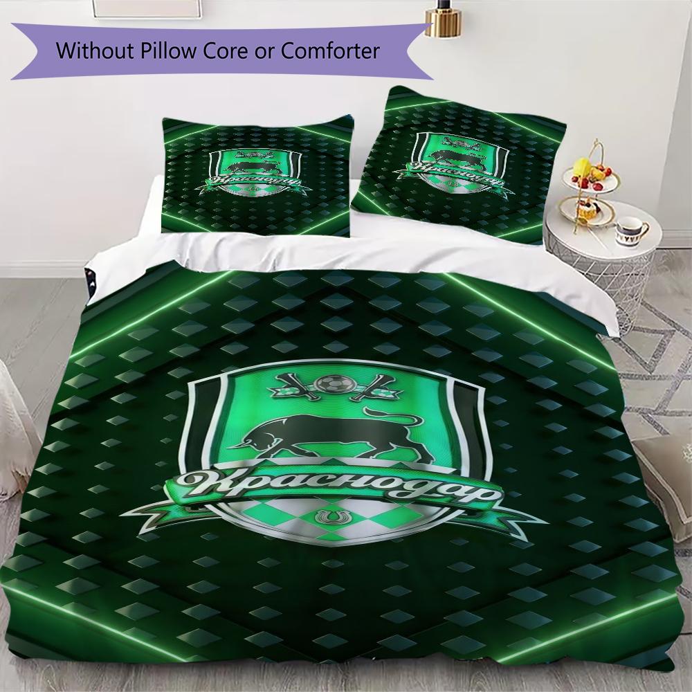 Fc Krasnodar Pattern Bedding uilt Set uilt Cover Pillowcase Home Decoration Birthday Gift (1*duvet cover + 2*pillowcase without core)
