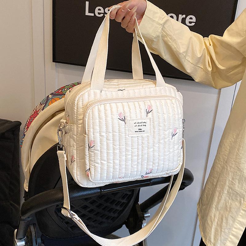 Mama Tasche Niedlicher Bestickter Bär Blume Handtasche Schultertaschen Tragbar Große Kapazität Aufbewahrung Umhängetasche
