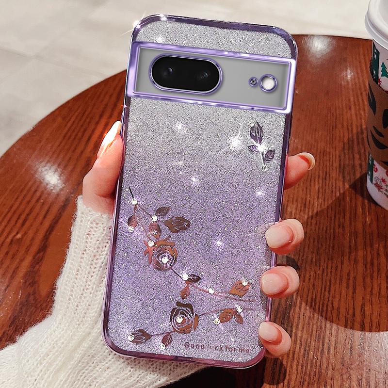 KADEM For Google Pixel 7 5G Case Gradient Flower Pattern TPU Phone Drop-proof Cover