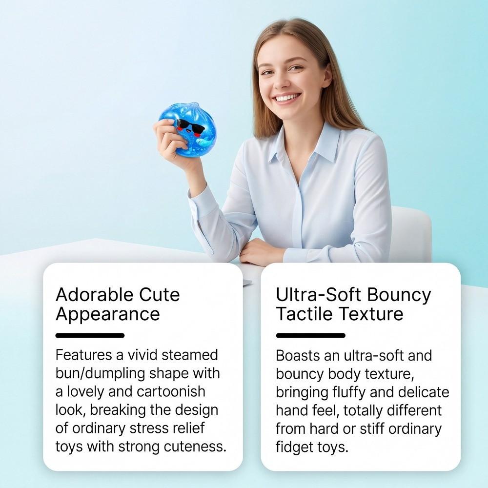 Soft Steamed Stuffed Bun Squishy Pinch Le with Steamer Stress Relief Sensory Ball  Home Decoration