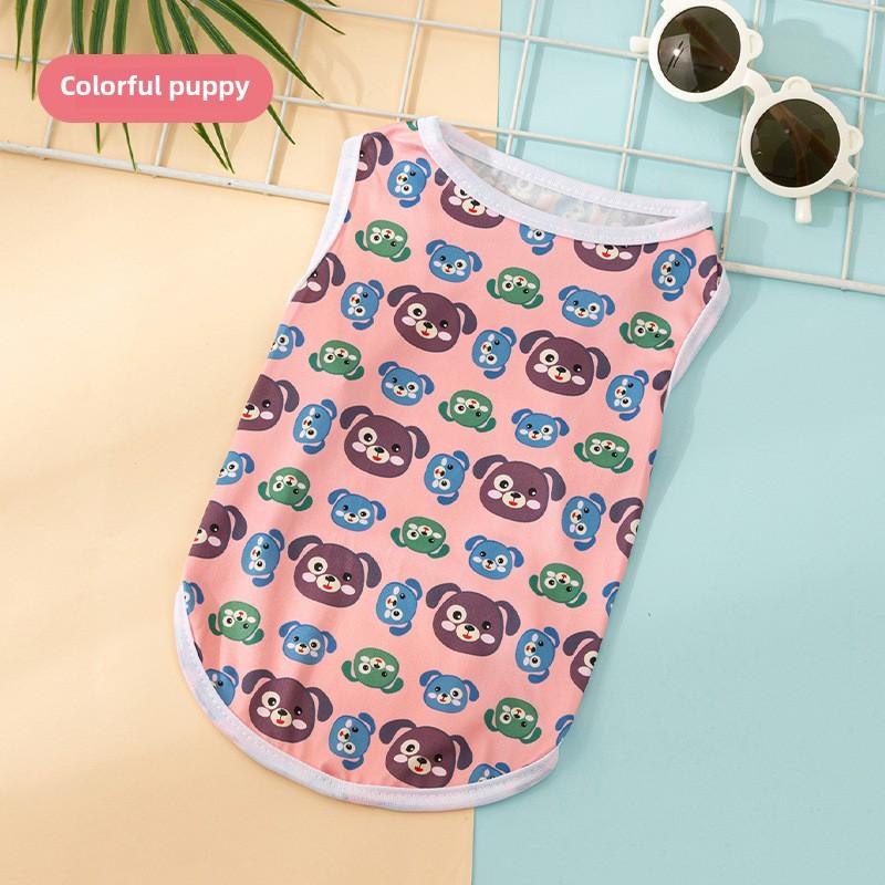 Puppy Dog Cat Clothes Cartoon Autumn Cute Vest, Comfortable Print Vest