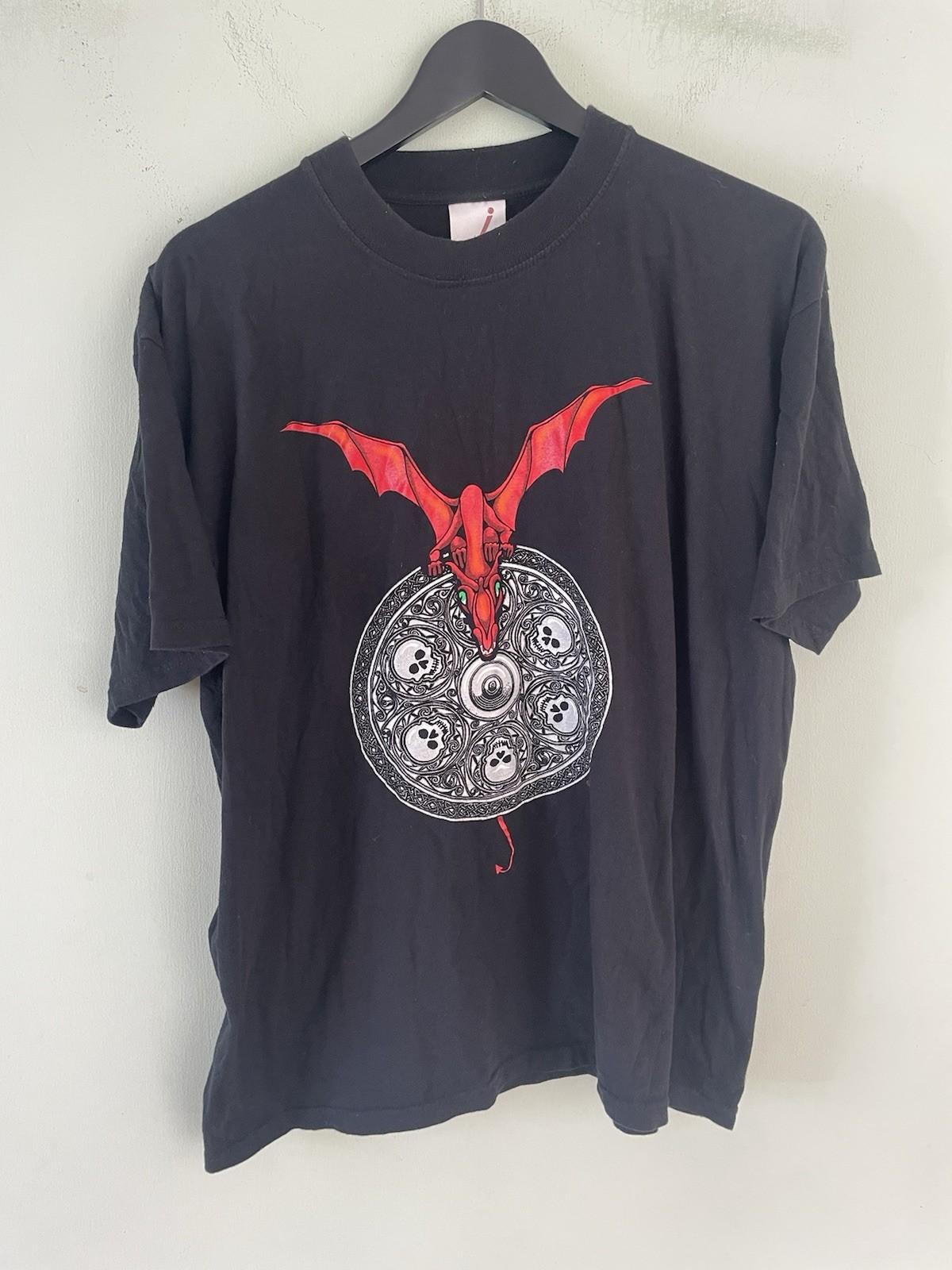 Vintage Graphic Gothic T Shirt Hewlin Dragon Skull Welsh Celtic M