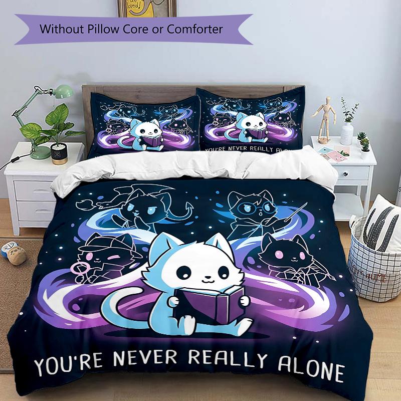 

3pcs Magic Cats Quilt Cover Set - Soft and Cozy Bedroom, Guest Room and Dorm Decorative Bedding 3-Piece Set 1 Quilt Cover + 2 Pillow Shams.L065 135x200cm