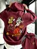 American-style Street Astronaut Graffiti Double-sided Printed Hooded Oversized Loose-shoulder Long-sleeved T-shirt for Couples