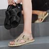 Fashion Daily Men Casual Sandals Slippers PU Flat Bottomed Hand Sewn Dual-purpose Sandals Outdoor Vacation Beach Sandals