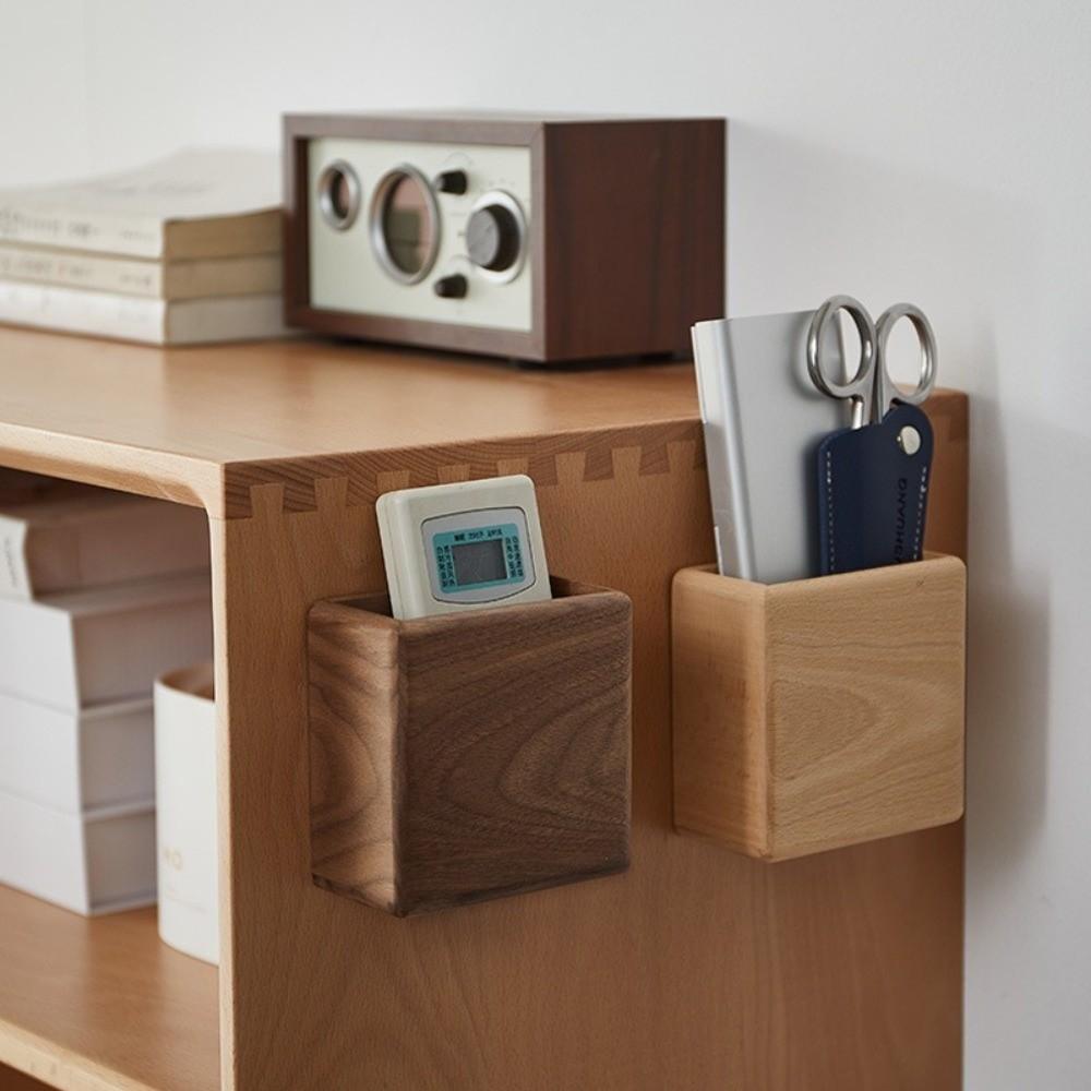 Wall-Mounted Remote Control Holder Bamboo Wood Phone Storage Holder Storage Organizer Home Use