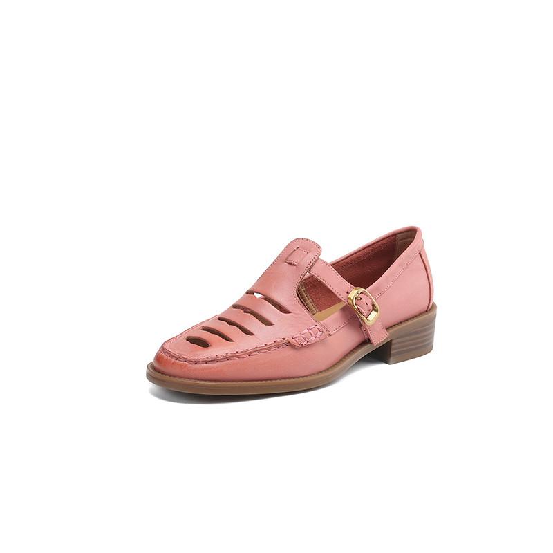 Fashion New Spring/Summer Genuine Leather Women Pumps Shoes for Women Fashion Hollow Out Mary Jane Shoes Round Toe Women Shoes Loafers