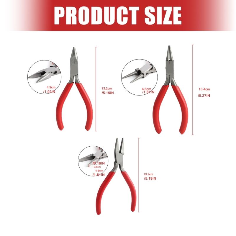 Smooth Tip Jewelry Pliers Manual Hand Tool with Red Grip Handles for Beading, Fine Wire Work and Small Findings