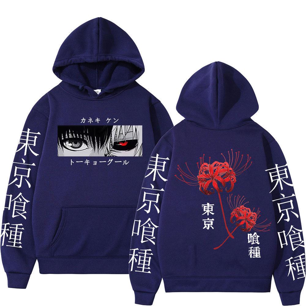 Anime Tokyo Ghoul Spider Lily Hoodies Manga Cool Ken Kaneki Eyes Men Women Sweatshirts Fashion Harajuku Long Sleeve Pullovers