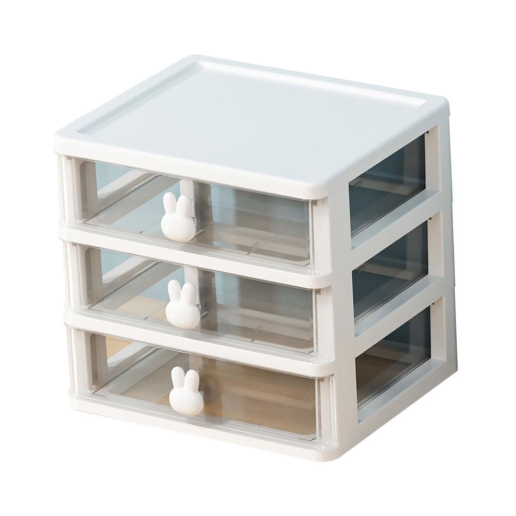 Desk Organizer Clear Plastic Desk Storage Box with 3 Drawers for Office Supplies Makeup