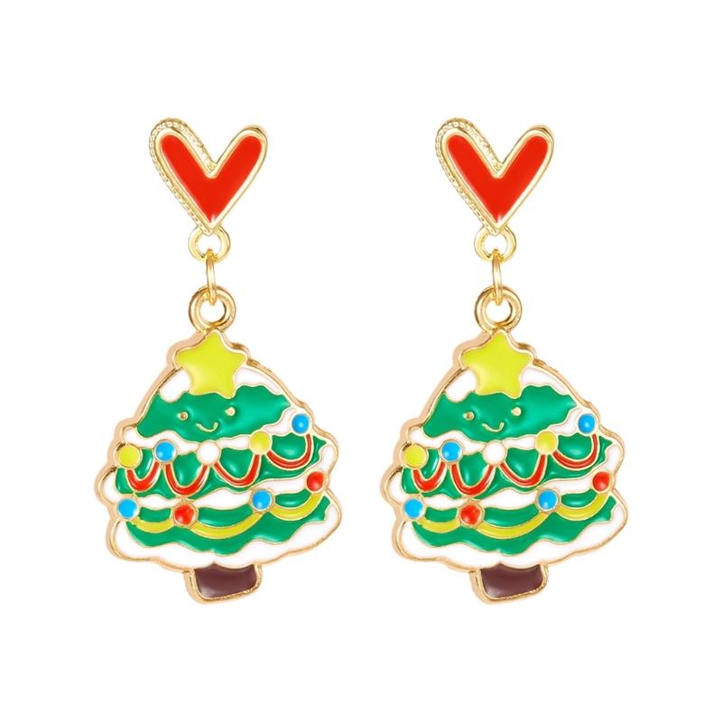 Christmas Theme Pendant Earrings Alloy Texture Elegant Ear Jewelry Suitable for Daily Wear and Special Occasions