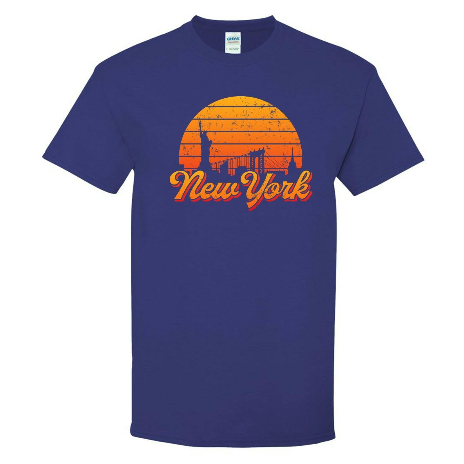 New York NY Retro Skyline Sunset Home State Pride Summer T Shirt XXL