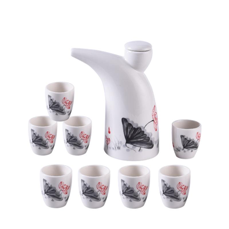 Ceramic Wine Set Half A Catty Small Wine Jug Wine Dispenser Baijiu Cup Yellow Wine Cup Chinese Sake Customization