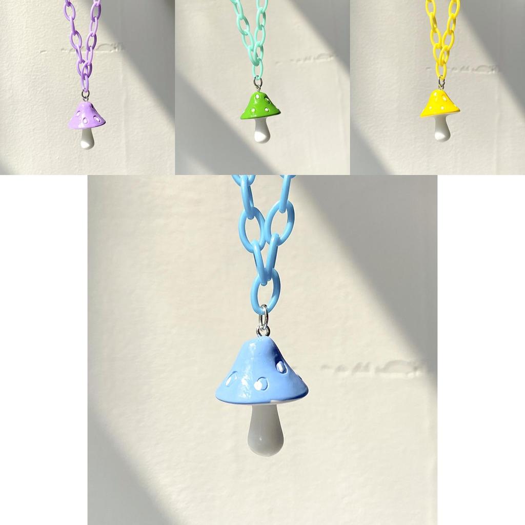 Colorful Resin Mushroom Necklace For Women Stunning Geometric Style Fashion Jewelry