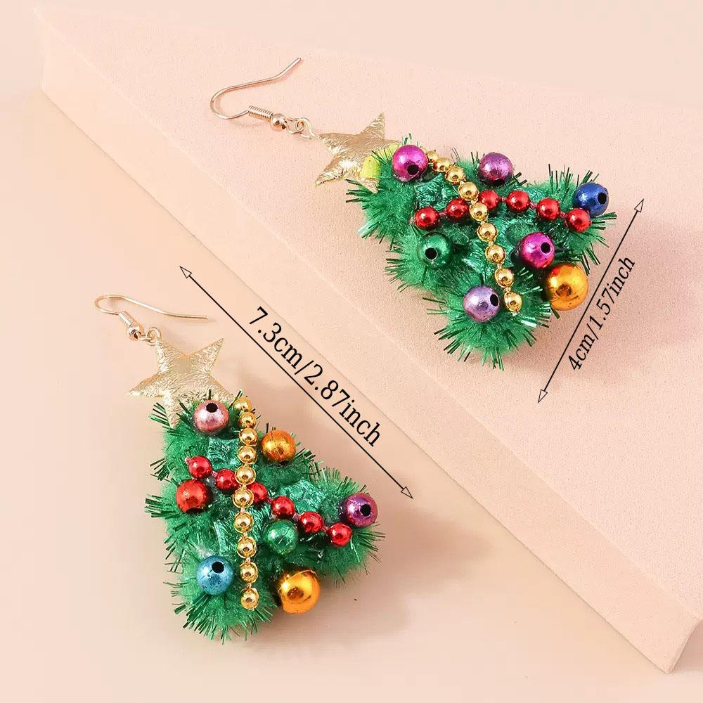 New Christmas Tree Snowflake Earrings Women Colorful Beads Felt Pendant Festival Eardrop Girlfriend Gift Ear Jewelry Accessories