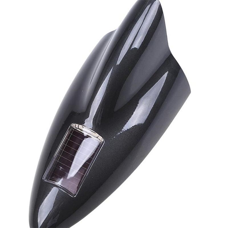 Black Shark Fin Antenna Remote Control Solar Charging With Led Warning Lights