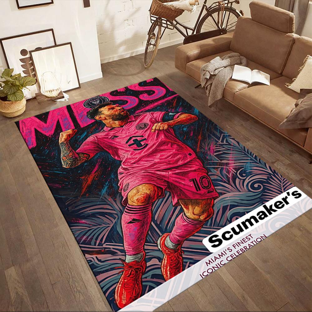 Messi 504 Floor Mat Suitable for Foyer Study Room Game Room Playrooms Antislip Carpet Decorate Offices Gift for Festivals