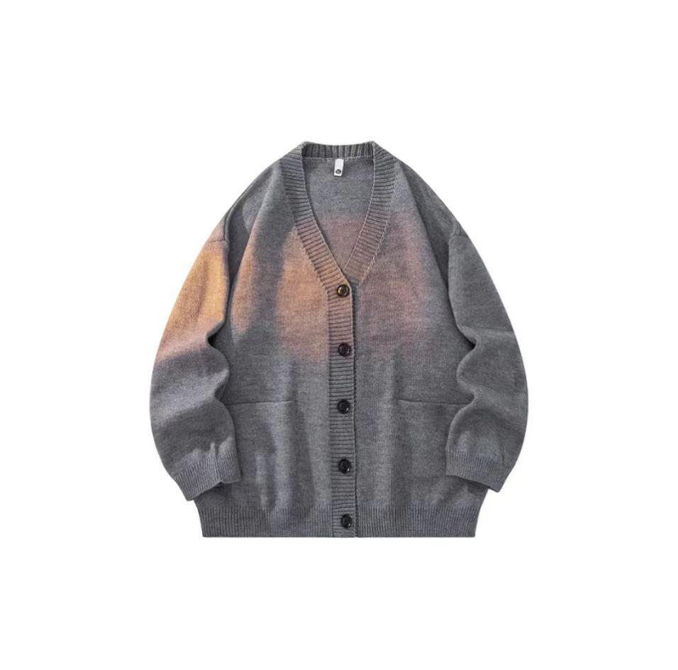 Unisex Loose-Fit V-Neck Cardigan for Teens - Autumn/Winter Knit Trend Sweater for Men and Women