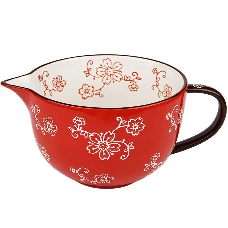 

1000ml mixing bowl hand painted ceramic bowl hand painted table valve for home use with knob Bolbon bowl with handle large bowl | Bowls
