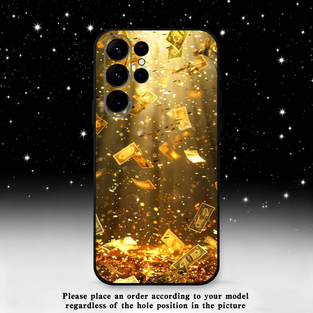 

Wealth Art Dazzling Gold Phone Case For Samsung S25,S24,S23,S22,S21,S20,S10,Ultra,Plus,Lite,FE,Soft Silicone Black Cover Samsung S205G