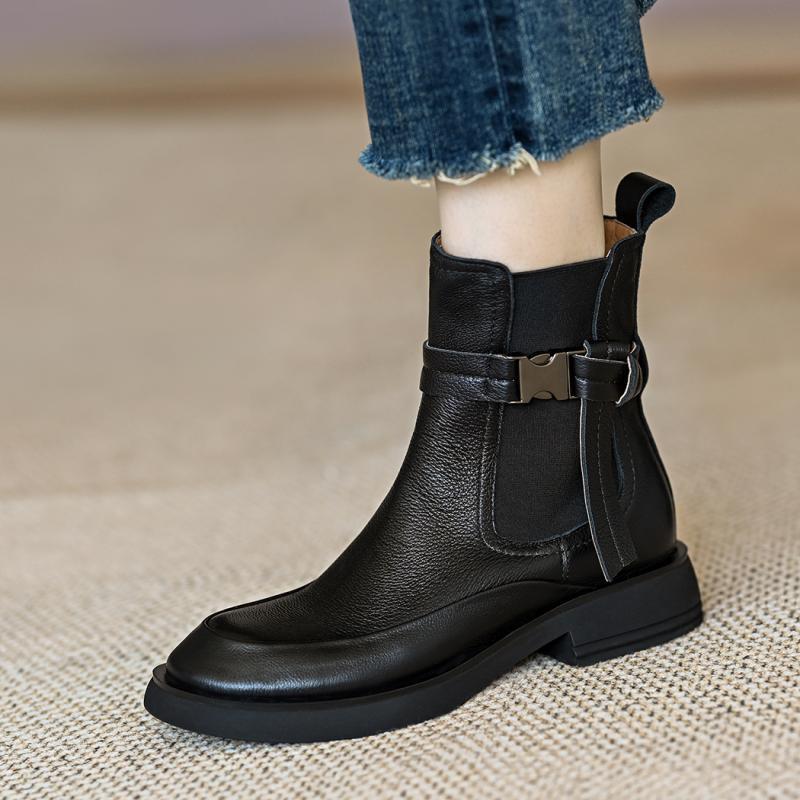 Dam Retro Chelsea Boots - Höst/Vinter 2025, Klack, Rund Tå, Elastisk Ankelkänga
