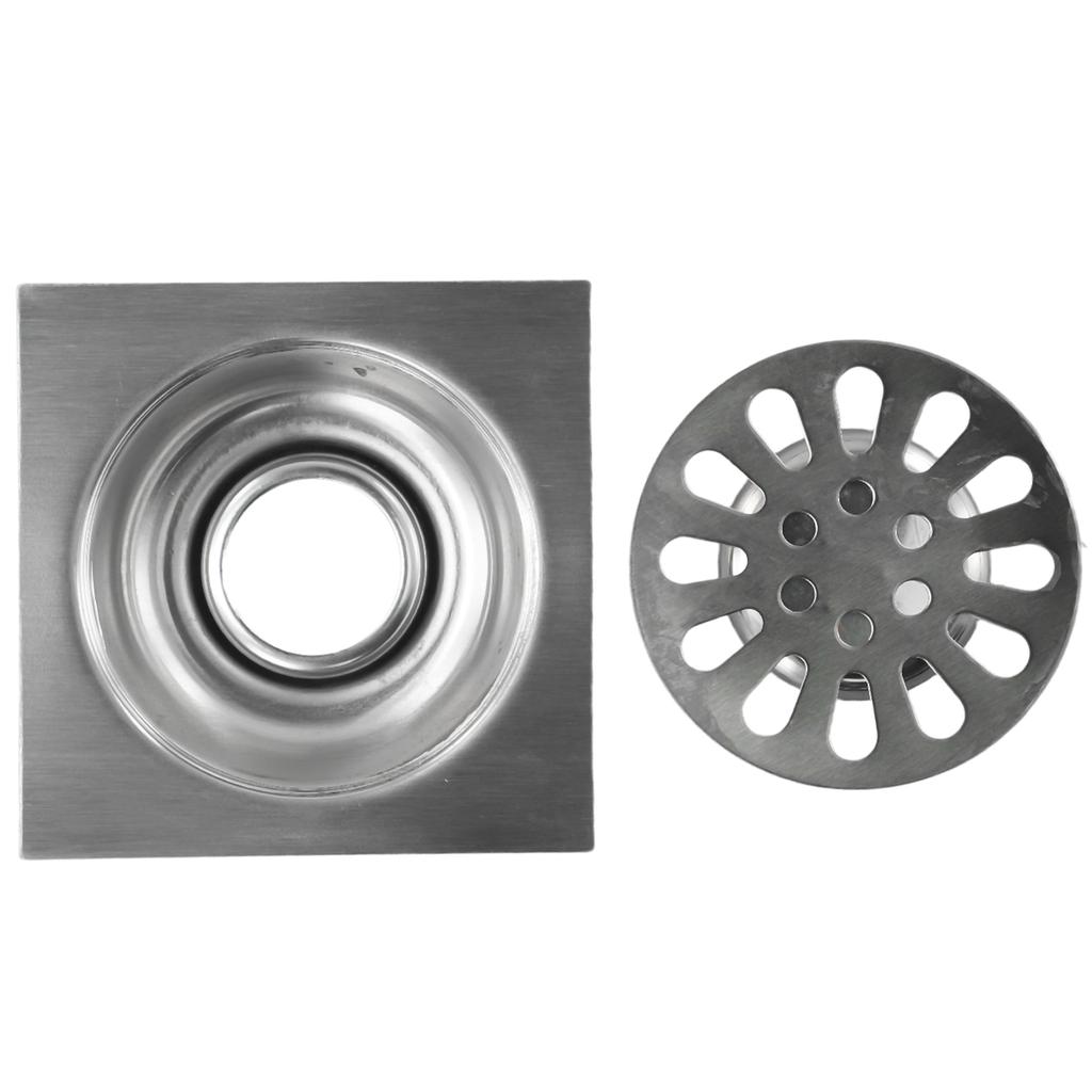 Square Shower Drain Floor Drain Easy Installation Grid Pattern Perfect Size Removable Cover Easy Cleaning Bathroom