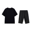 Li-Ning Summer Fashion Short Sleeve T-Shirt Comfortable Casual Three-Quarter Pants Sports Set Men Sets Black W843-3+W025-1