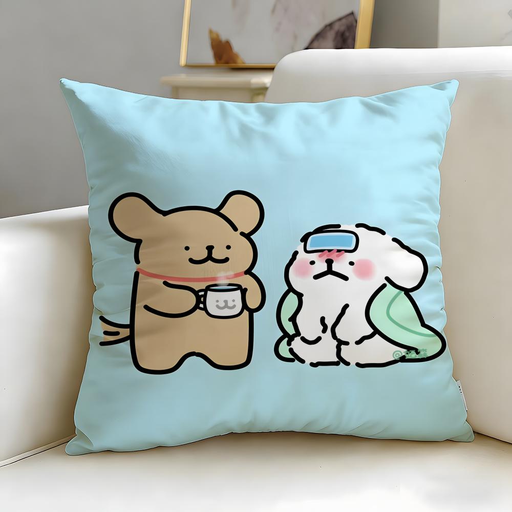 classic cartoon Line Puppy Cushion Cover Soft  EasyWash Pillow Case  Versatile for Couch Bed Travel and Office