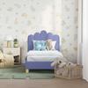 Kids Bed Frame with Headboard Jeans Blue 70 X 140 Cm Fabric
