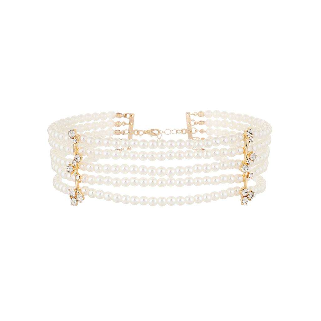 Fashion personality design sense multi-layer large pearl necklace bracelet jewelry set, European and American clothing accessories