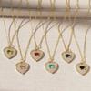 Gold-Plated Heart Pendant Necklace with Zircon Inlay - Simple Clavicle Chain for Women