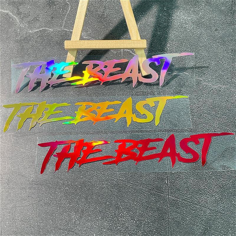 1PC Laser THE BEAST Motorcycle Stickers Waterproof for Fuel Tank Racing Helmet Scooter Body Car Window Universal Vinyl Decals