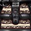 Mats, Retro French-Style Interior Decorative Mats, Non-Slip, Water-Absorbent, Easy-To-Clean Mats, Can Be Cut to Fit, Semi-Enclosed Car Floor Mats
