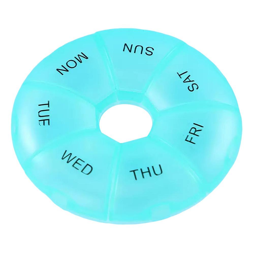 7 Fächer Sieben Tage Pillendose Rundes Pillenfach Tragbarer Tablettenbehälter für Zuhause und Reise