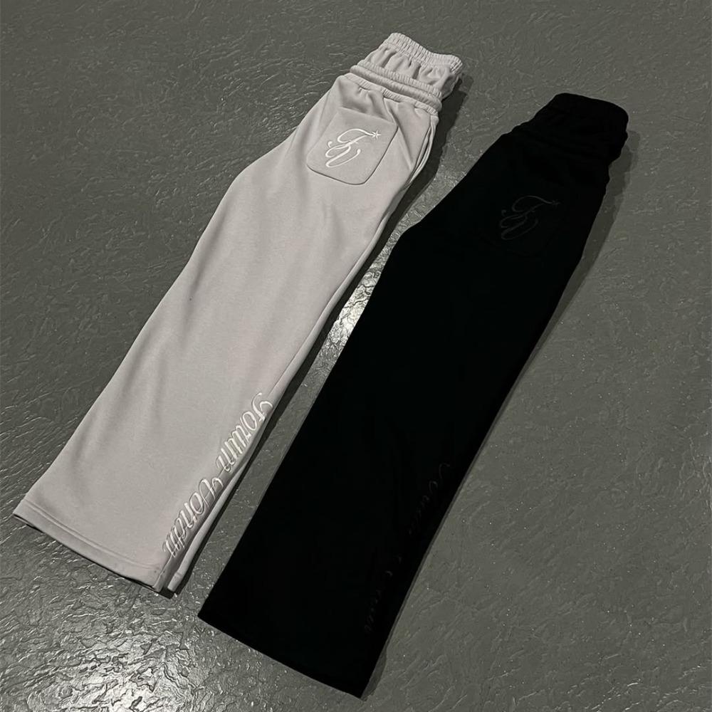 Y2K Herre Joggebukser Gotisk Trendy Dobbel Midje Unisex Joggebukser Hip Hop Amerikansk Stil Retro High Street Casual Treningsbukser