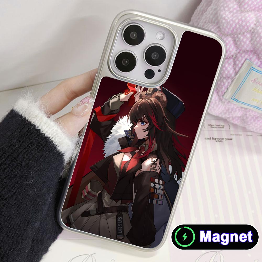 Arknights Zima Silver Plating Magsafe Mobile Phone Case for iPhone 17 16 15 14 13 12 11 Air Pro Max Plus Colorful Cover