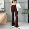 Women's High Waist American Style Brown Flare Jeans, Plus Size, Slimming Bell Bottom - Perfect for 2025 Spring/Autumn Trends.