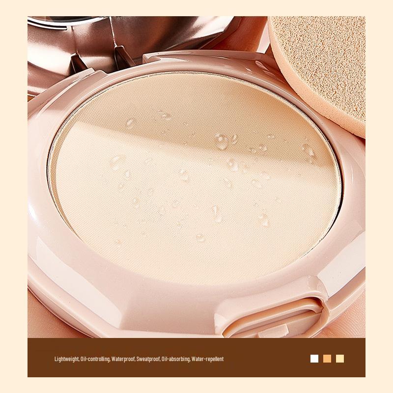 Matte Finish Soft-Focus Pressed Powder: Waterproof, Long-Lasting, Non-Caking, Oil Control, Gold Compact, Double Layer for Touch-Ups.
