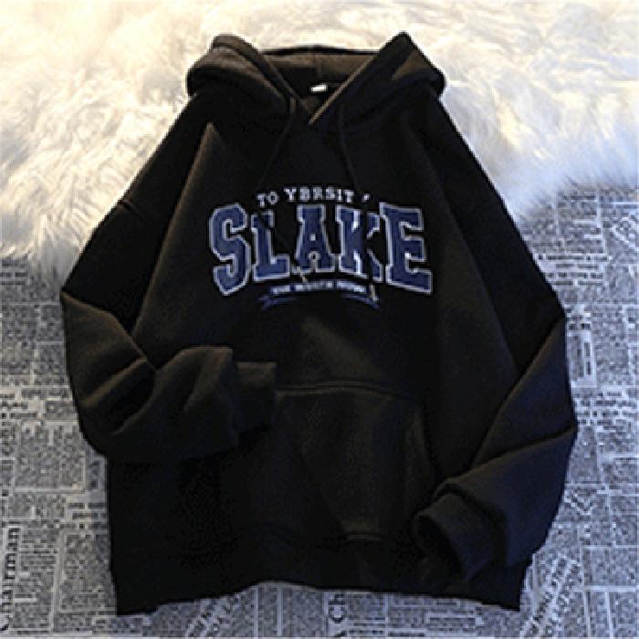 

Women s Fleece-Lined Hooded Sweatshirt: Loose Korean Style, Autumn/Winter Fashion, Salt Style, INS Trendy Student Top. Large чорний
