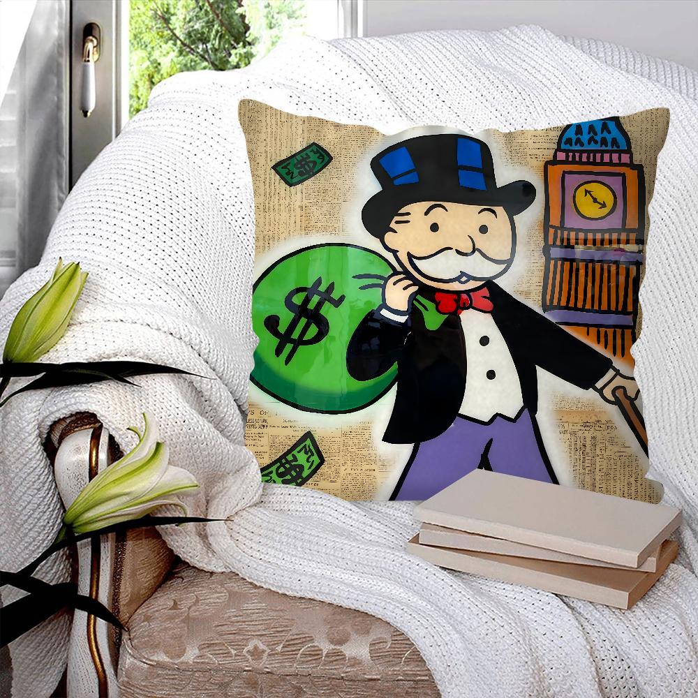 Game Dollar Alec Monopoly Man Pillow Case Square Pillow Bedroom Sofa Leisure Comfort Cushion Car Living Room Home Decoration